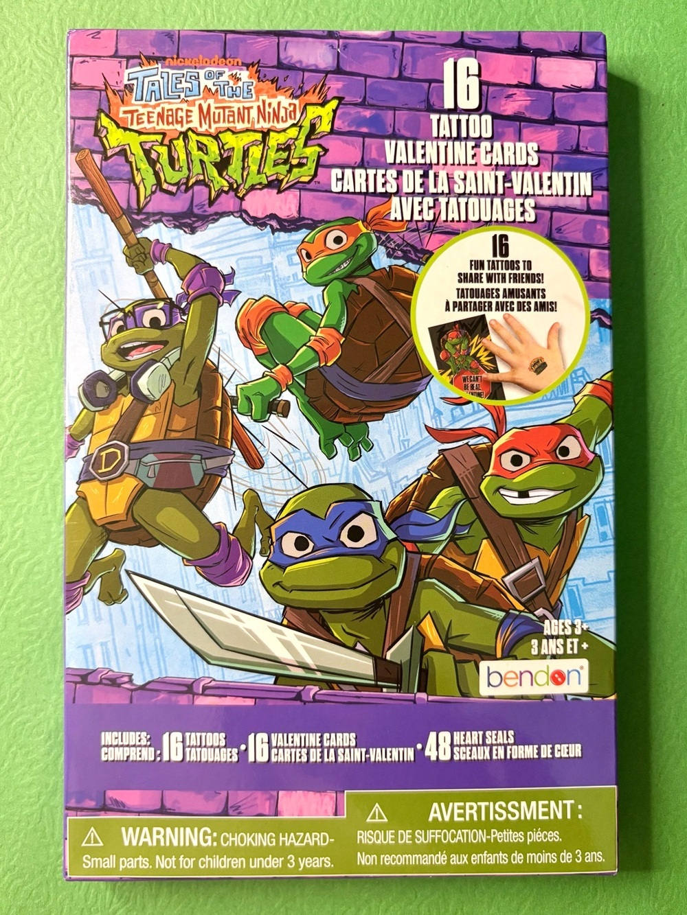 🐢 🤚TMNT NWT Temporary Tattoos & Cards 16 Pack Nickelodeon Party Favors Ages 3+